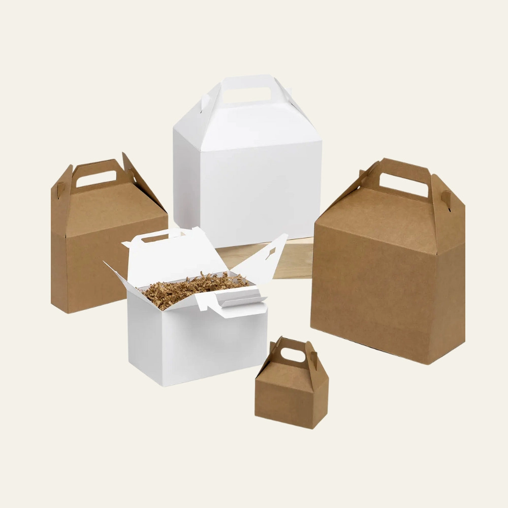 Kraft & White Gable Boxes - Hot Custom Boxes
