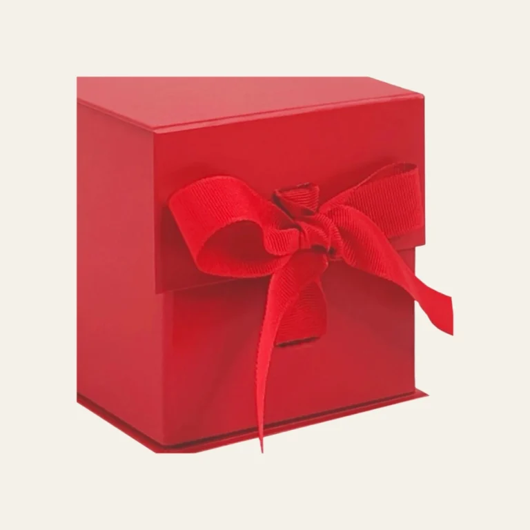 Red Small Cube Magnetic Boxes With Changeable Ribbon - Hot Custom Boxes