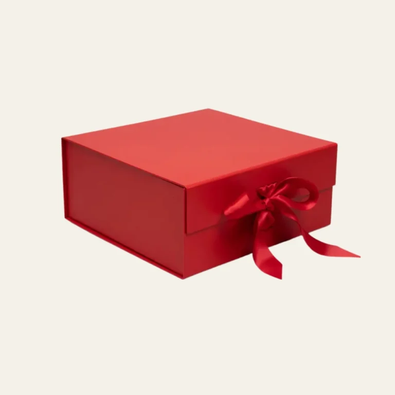 Red A6 Square Magnetic Boxes with Changeable Ribbon - Hot Custom Boxes
