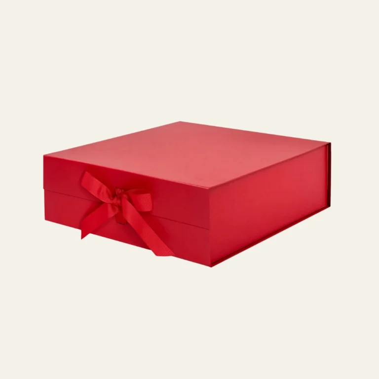 Red A6 Square Magnetic Boxes with Changeable Ribbon - Hot Custom Boxes