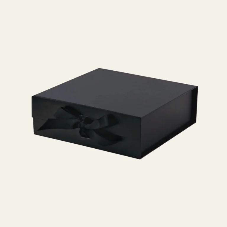 Black A6 Square Magnetic Boxes With Changeable Ribbon - Hot Custom Boxes