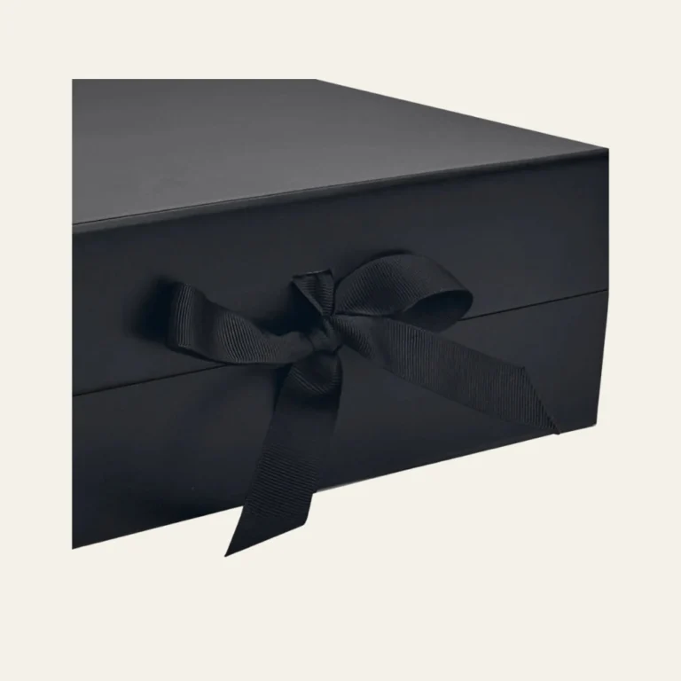 Black A6 Square Magnetic Boxes With Changeable Ribbon - Hot Custom Boxes