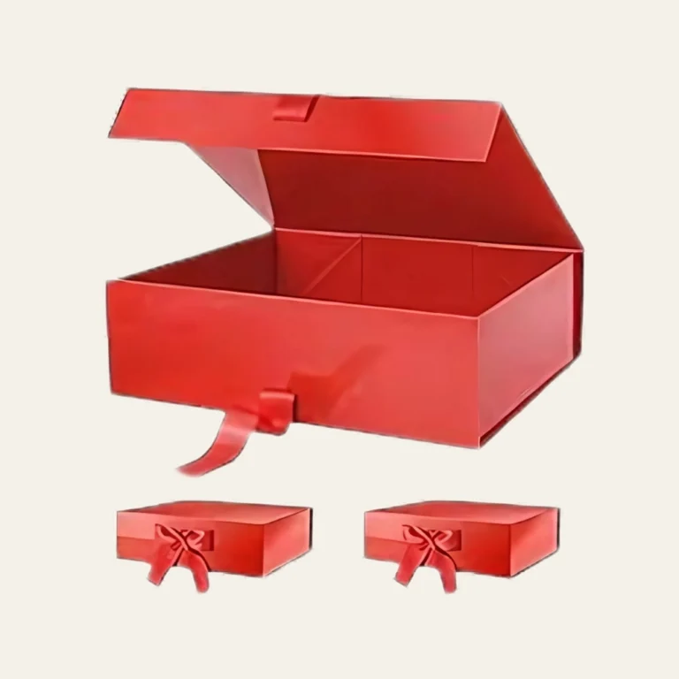 Red Large Square Magnetic Boxes With Changeable Ribbon - Hot Custom Boxes