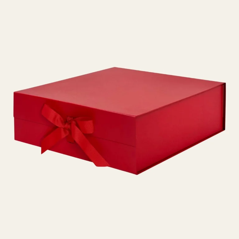 Red Large Square Magnetic Boxes With Changeable Ribbon - Hot Custom Boxes