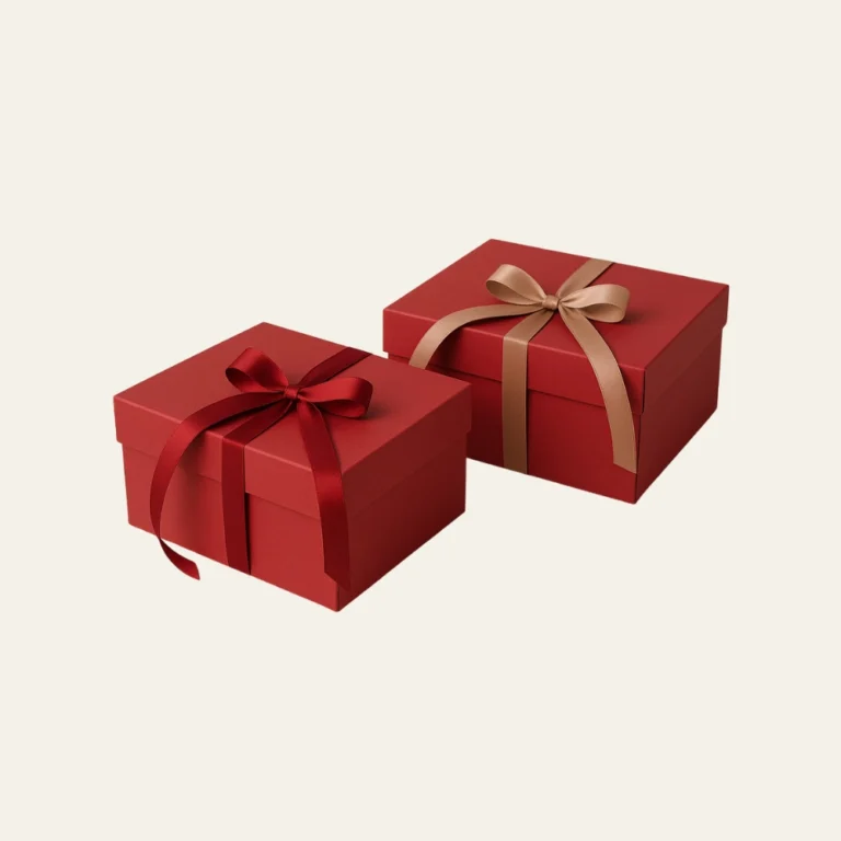 Red Large Square Magnetic Boxes With Changeable Ribbon - Hot Custom Boxes