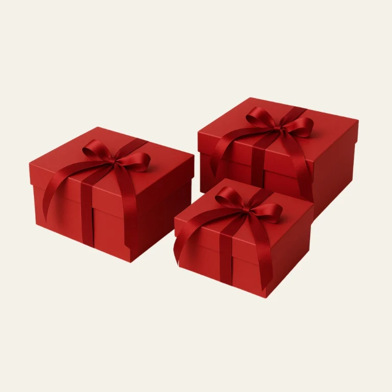 Red Large Square Magnetic Boxes With Changeable Ribbon - Hot Custom Boxes