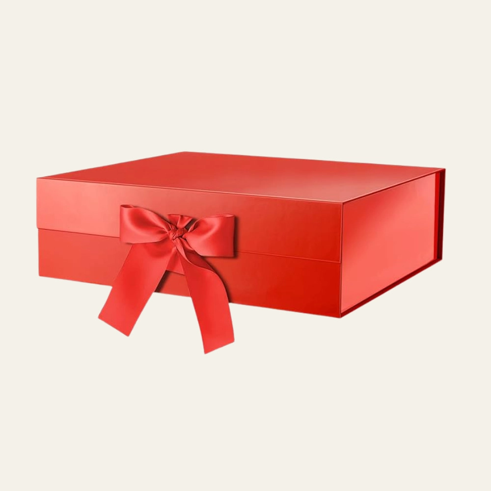 Red Large Square Magnetic Boxes With Changeable Ribbon - Hot Custom Boxes