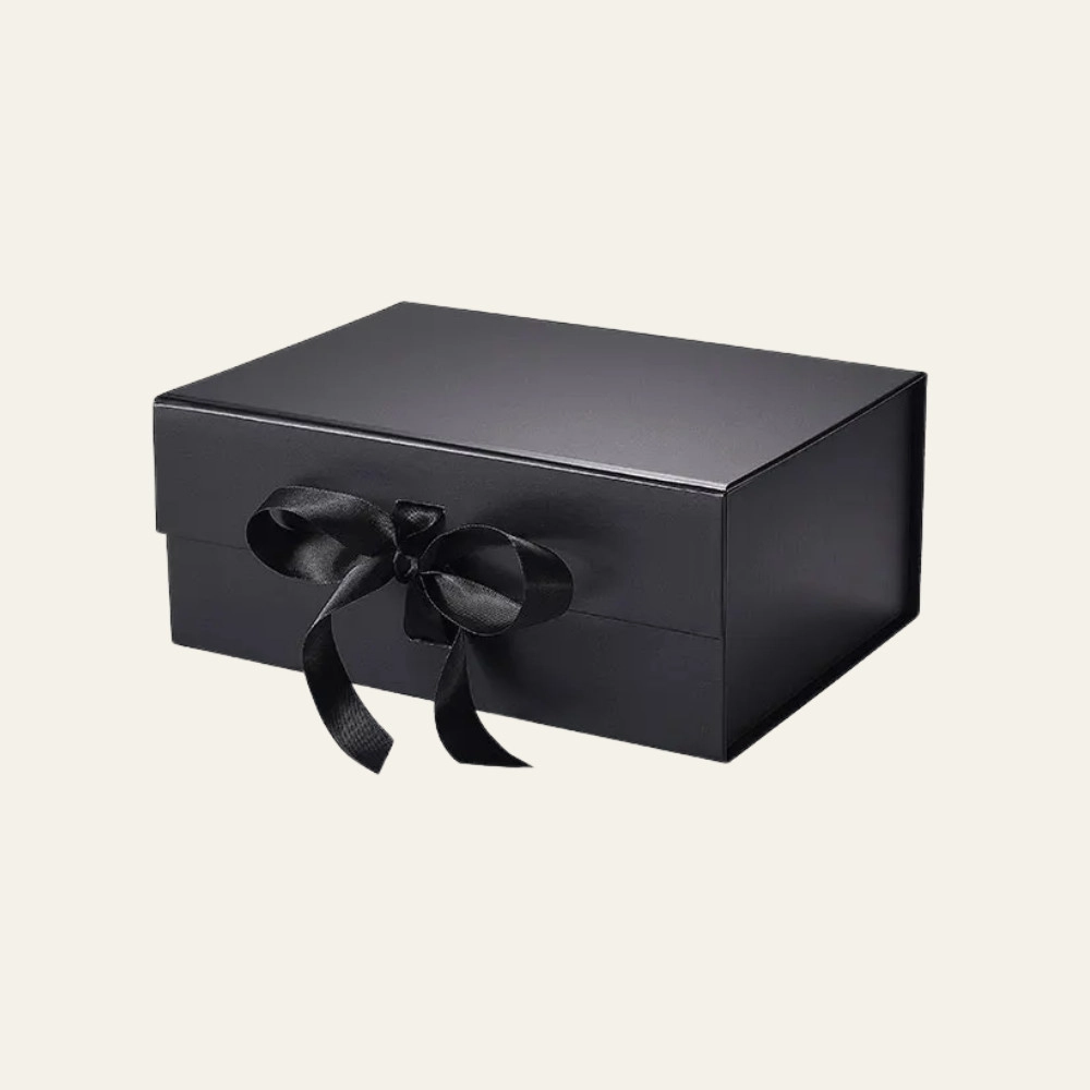 Black Large Square Magnetic Boxes With Changeable Ribbon - Hot Custom Boxes