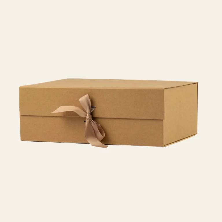Natural Kraft Large Square Magnetic Boxes With Changeable Ribbon - Hot Custom Boxes