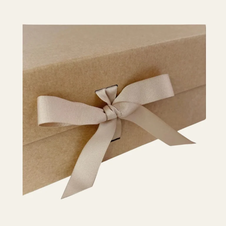 Natural Kraft Large Square Magnetic Boxes With Changeable Ribbon - Hot Custom Boxes