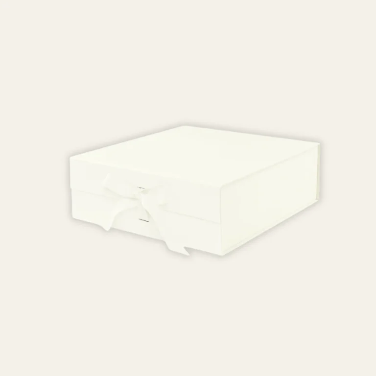 Ivory A5 Square Magnetic Boxes With Changeable Ribbon - Hot Custom Boxes