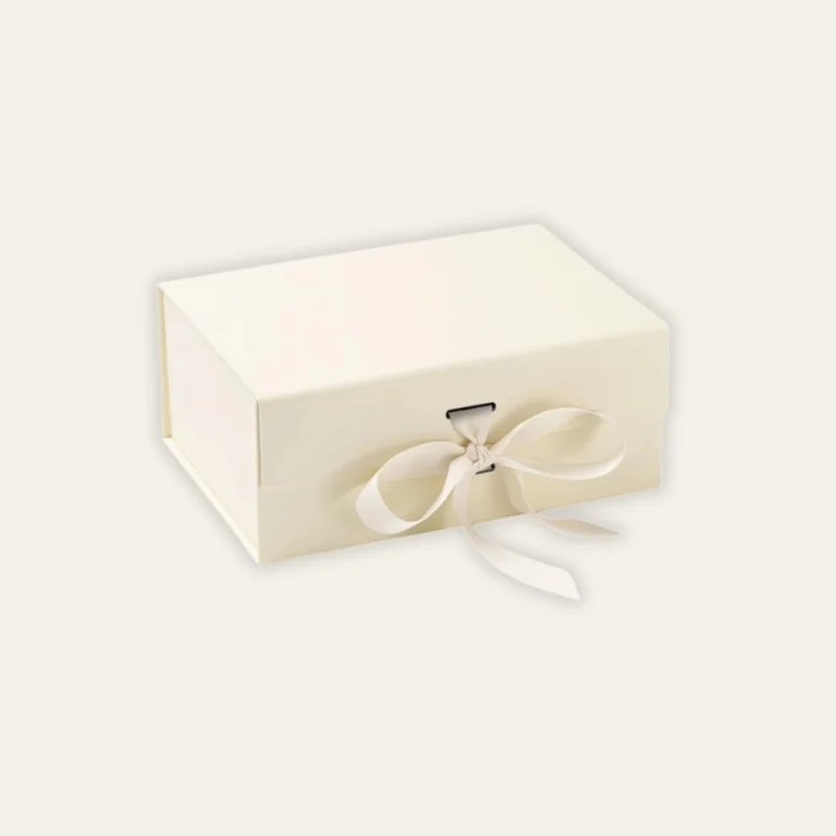 Ivory A5 Square Magnetic Boxes With Changeable Ribbon - Hot Custom Boxes