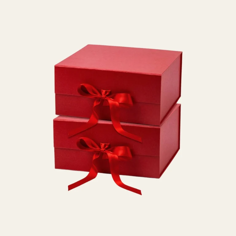 Red Medium Square Magnetic Boxes With Changeable Ribbon - Hot Custom Boxes