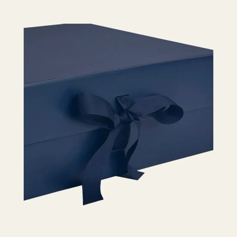 Navy Blue Medium Square Magnetic Boxes With Changeable Ribbon - Hot Custom Boxes