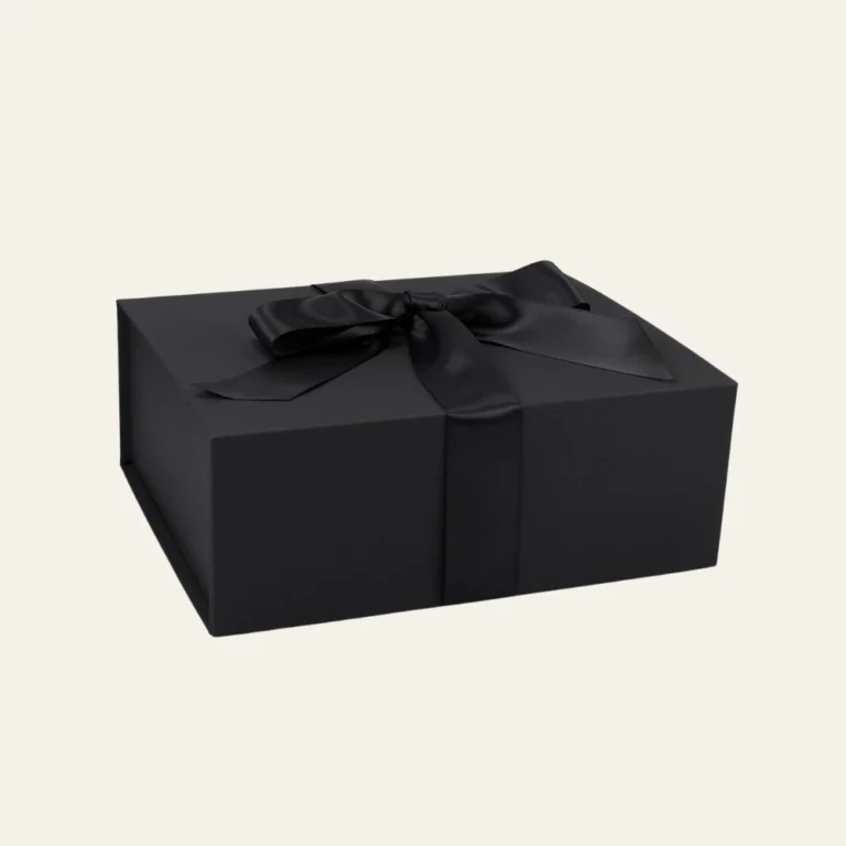 Black Medium Square Magnetic Boxes With Changeable Ribbon - Hot Custom Boxes