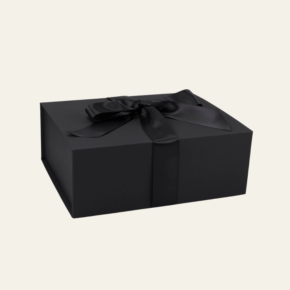 Black Medium Square Magnetic Boxes With Changeable Ribbon - Hot Custom Boxes