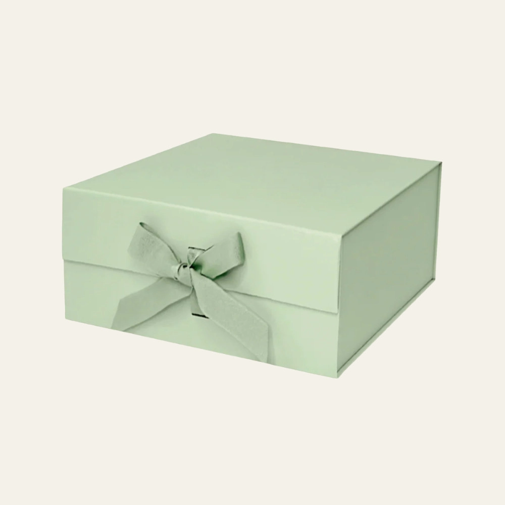 Sage Medium Square Magnetic Boxes With Changeable Ribbon - Hot Custom Boxes
