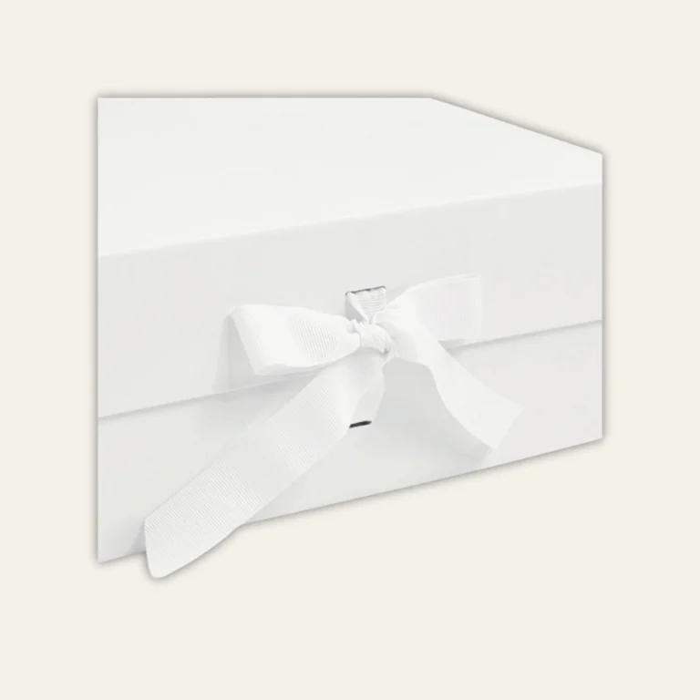 White Medium Square Magnetic Boxes With Changeable Ribbon - Hot Custom Boxes