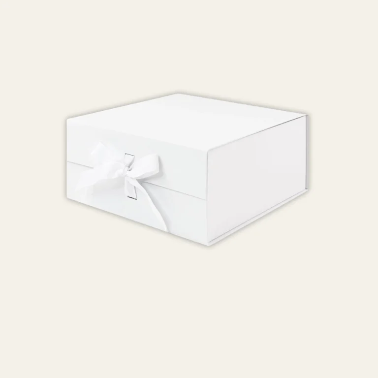White Medium Square Magnetic Boxes With Changeable Ribbon - Hot Custom Boxes