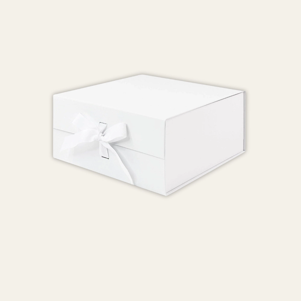 White Medium Square Magnetic Boxes With Changeable Ribbon - Hot Custom Boxes