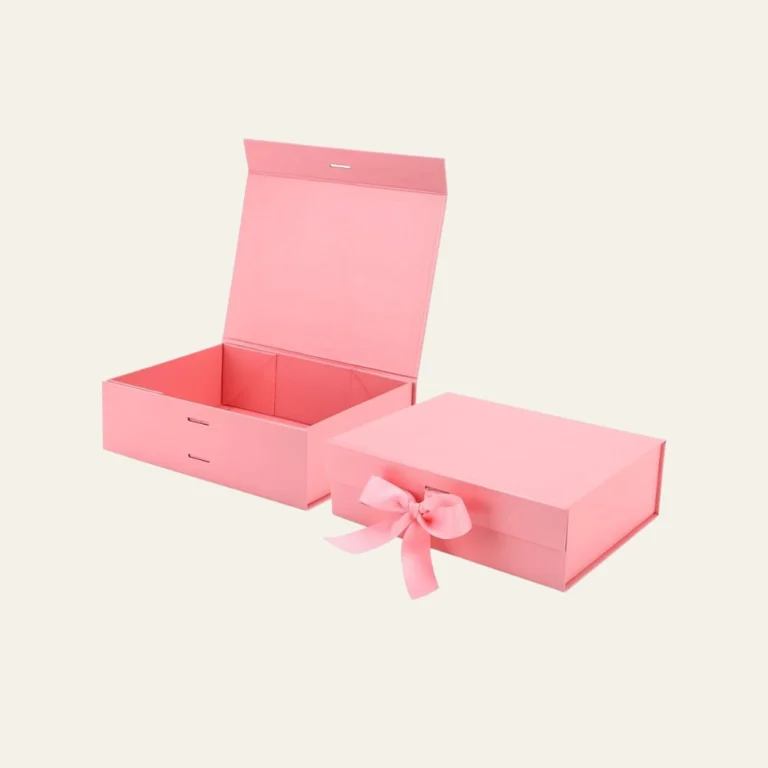Powder Pink A4 Deep Magnetic Boxes With Changeable Ribbon - Hot Custom Boxes