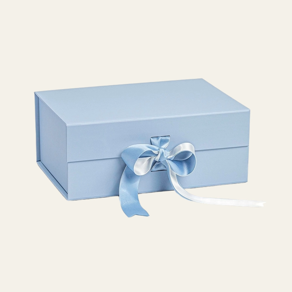 Powder Blue A4 Deep Magnetic Boxes With Changeable Ribbon - Hot Custom Boxes
