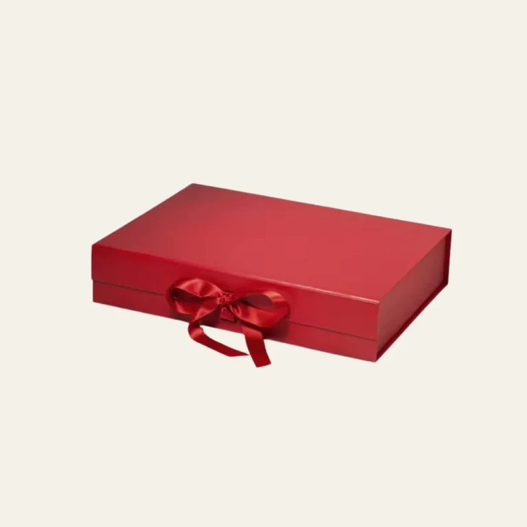 Red A4 Shallow Magnetic Boxes With Changeable Ribbon - Hot Custom Boxes
