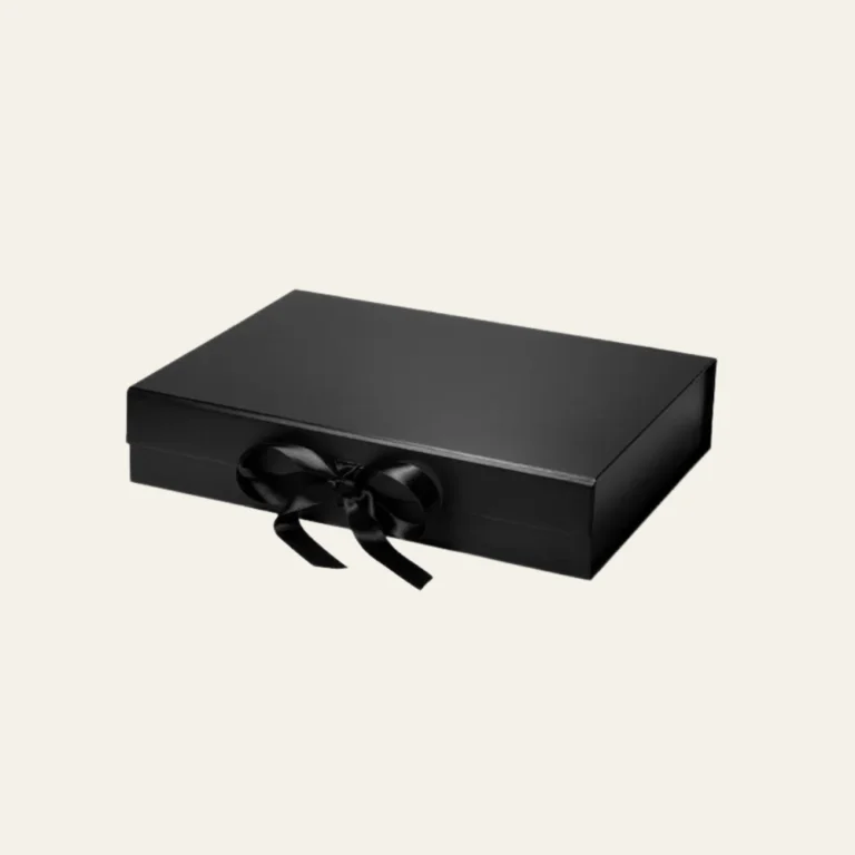 Black A4 Shallow Magnetic Boxes With Changeable Ribbon - Hot Custom Boxes