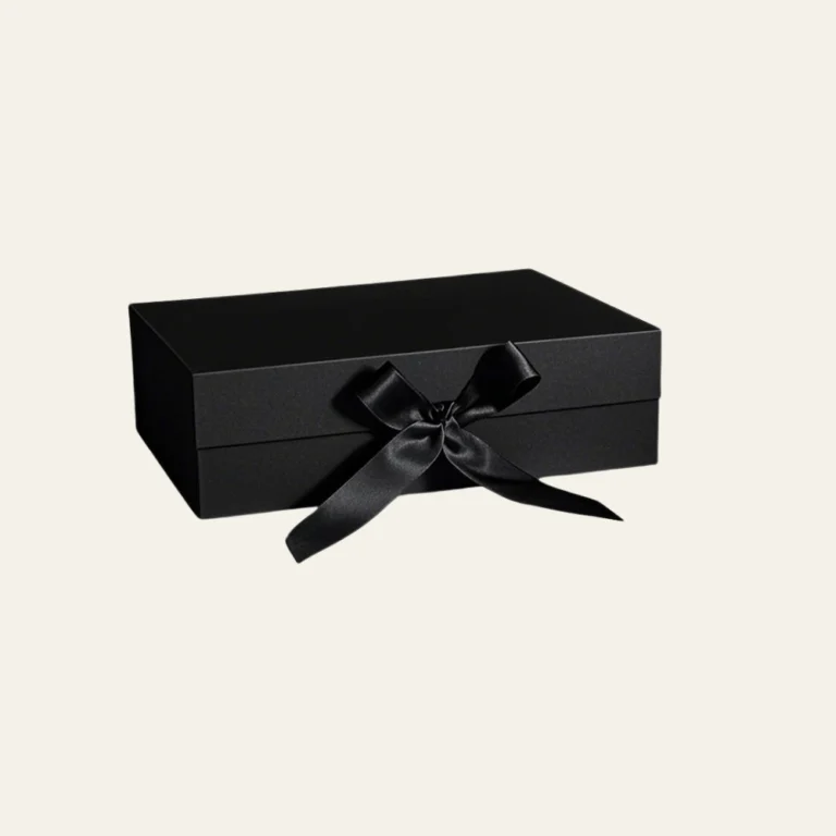 Black A4 Shallow Magnetic Boxes With Changeable Ribbon - Hot Custom Boxes