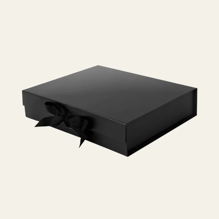 Black A4 Shallow Magnetic Boxes With Changeable Ribbon - Hot Custom Boxes