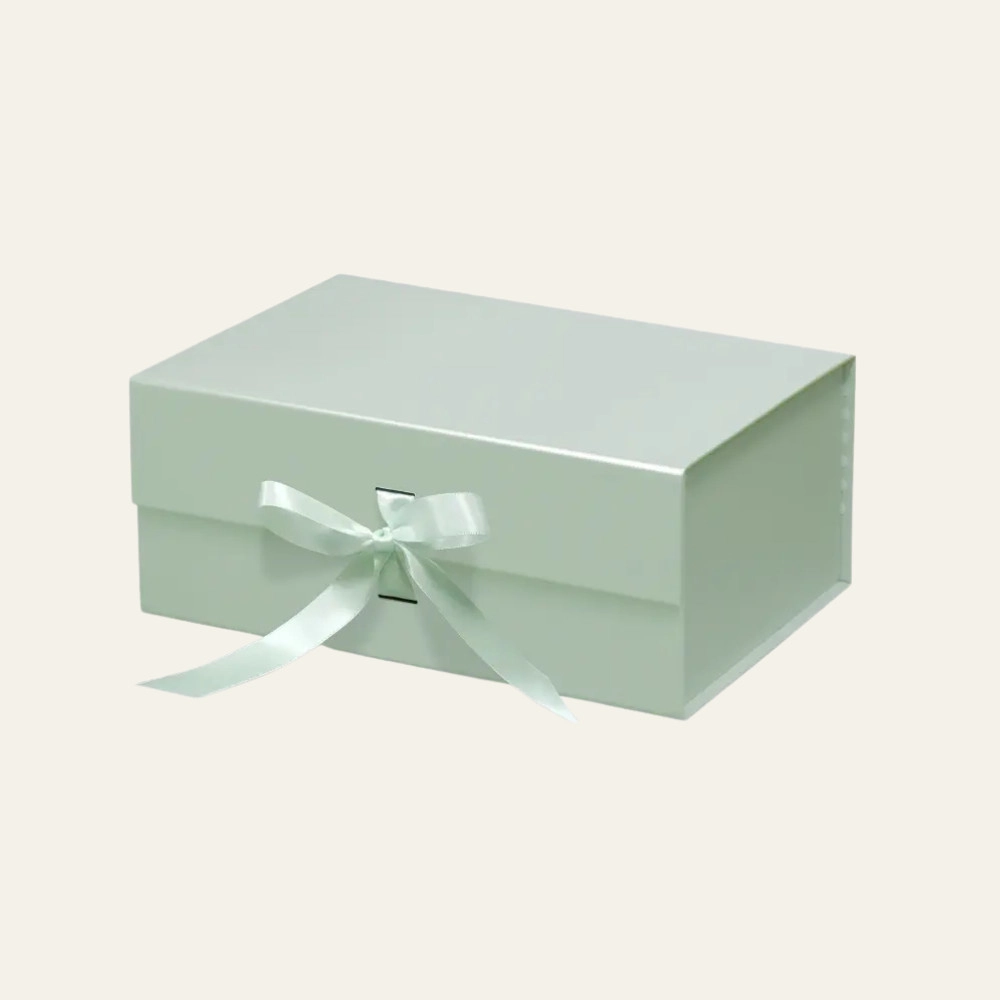 Sage Green A4 Deep Magnetic Boxes With Changeable Ribbon - Hot Custom Boxes