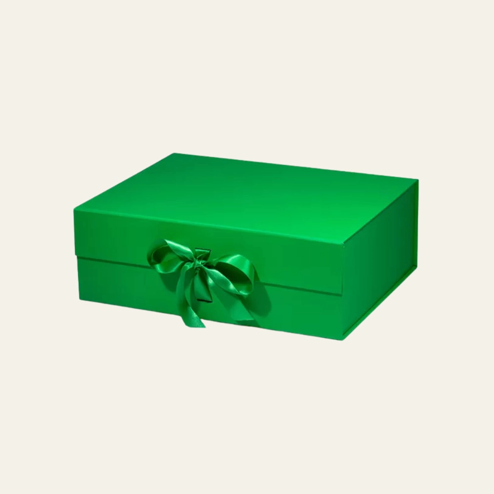 Green A4 Deep Magnetic Boxes With Changeable Ribbon - Hot Custom Boxes
