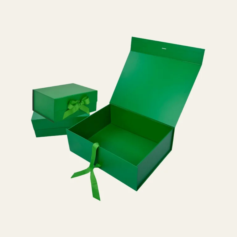 Green A4 Deep Magnetic Boxes With Changeable Ribbon - Hot Custom Boxes