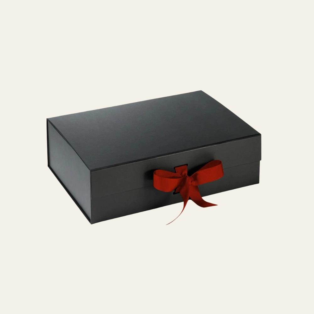 Black A4 Deep Magnetic Boxes With Changeable Ribbon - Hot Custom Boxes