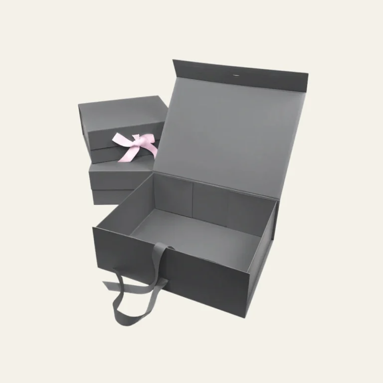 Charcoal Gray A4 Deep Magnetic Boxes With Changeable Ribbon - Hot Custom Boxes