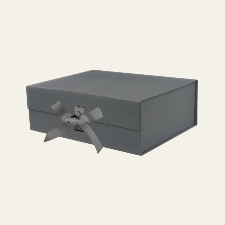 Charcoal Gray A4 Deep Magnetic Boxes With Changeable Ribbon - Hot Custom Boxes