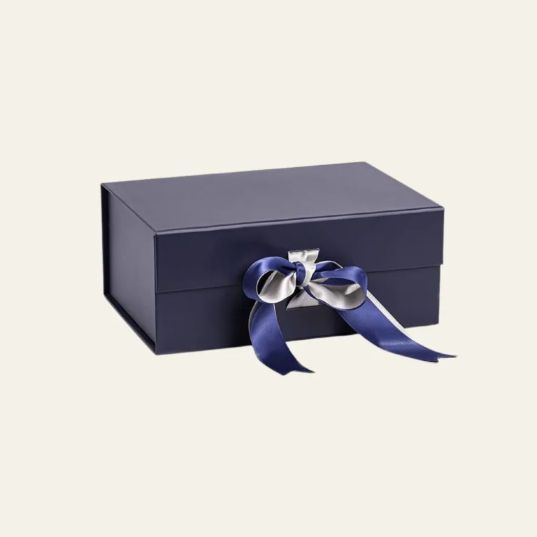 Navy Blue A4 Deep Magnetic Boxes With Changeable Ribbon - Hot Custom Boxes
