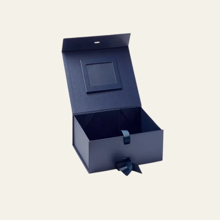 Navy Blue A4 Deep Magnetic Boxes With Changeable Ribbon - Hot Custom Boxes