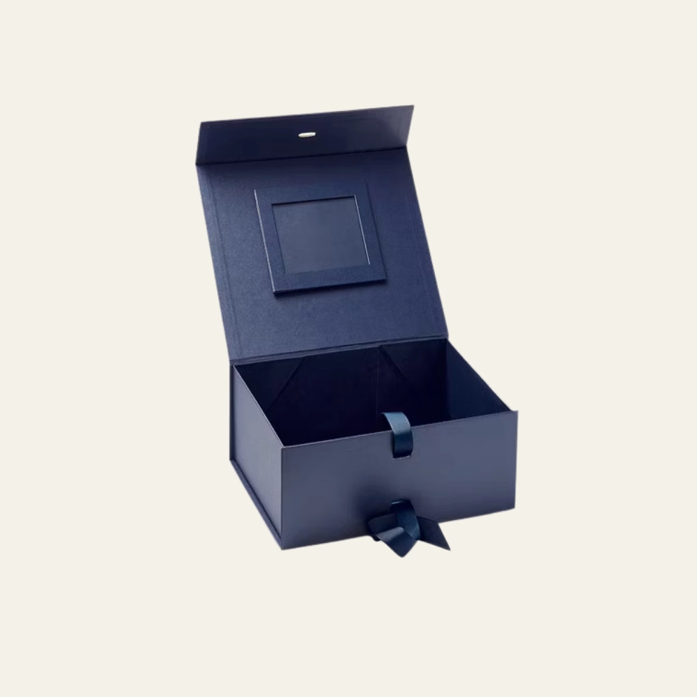 Navy Blue A4 Deep Magnetic Boxes With Changeable Ribbon - Hot Custom Boxes