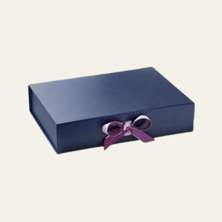Navy Blue A4 Shallow Magnetic Boxes With Changeable Ribbon
