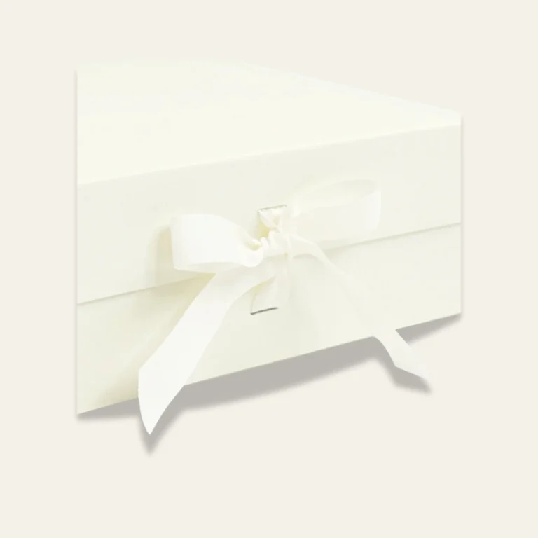 Ivory A4 Deep Magnetic Boxes With Changeable Ribbon - Hot Custom Boxes