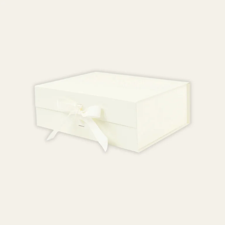 Ivory A4 Deep Magnetic Boxes With Changeable Ribbon - Hot Custom Boxes
