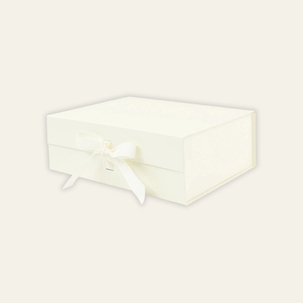 Ivory A4 Deep Magnetic Boxes With Changeable Ribbon - Hot Custom Boxes