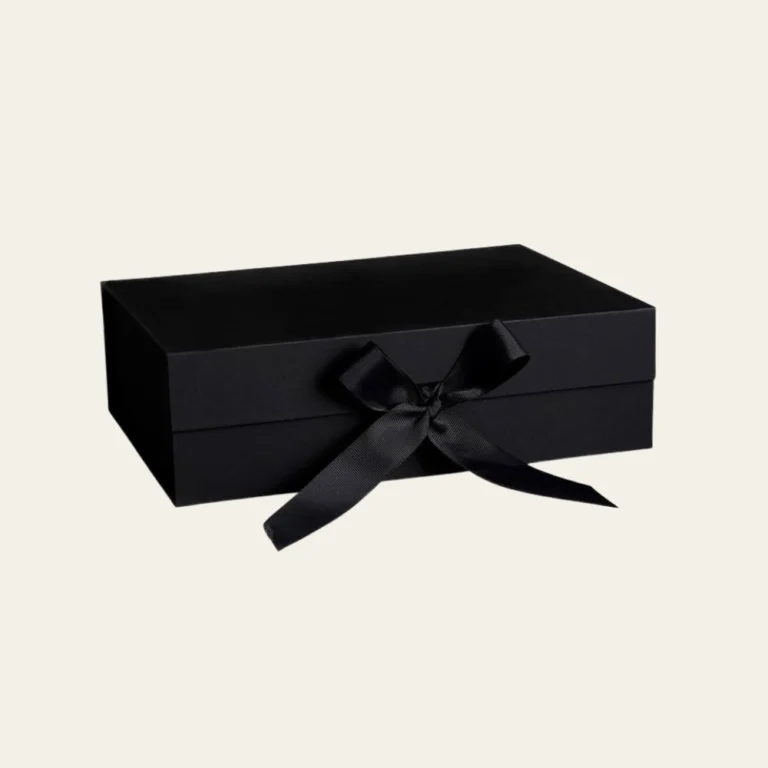 Black Medium Rectangle Magnetic Boxes with Changeable Ribbon - Hot custom Boxes