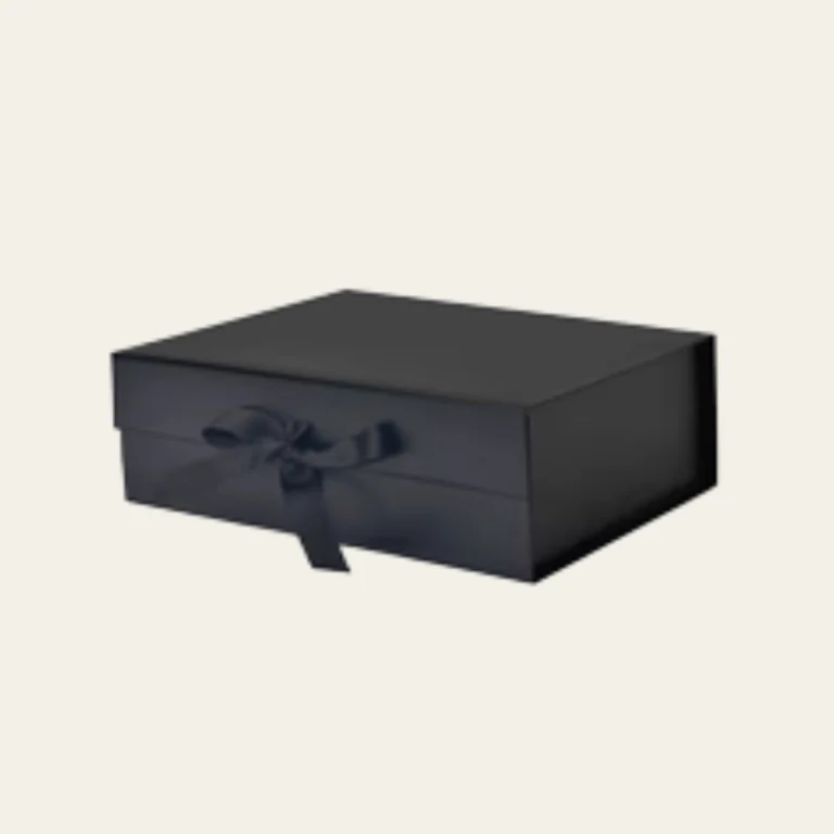 Black Medium Rectangle Magnetic Boxes with Changeable Ribbon - Hot custom Boxes