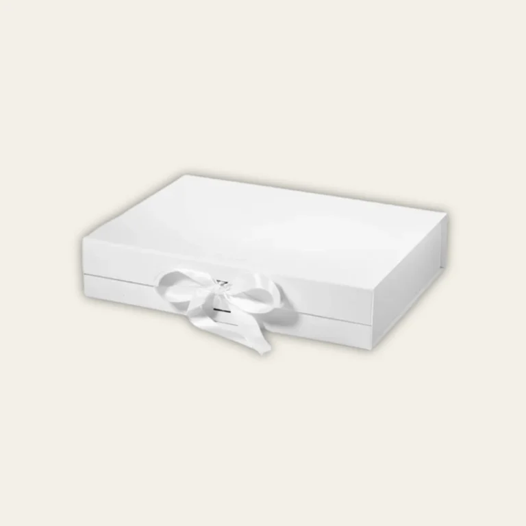 White A4 Shallow Magnetic Boxes With Changeable Ribbon - Hot Custom Boxes
