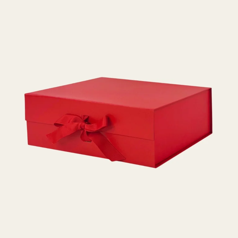 Red Medium Rectangle Magnetic Boxes with Changeable Ribbon 3 - Hot Custom Boxes