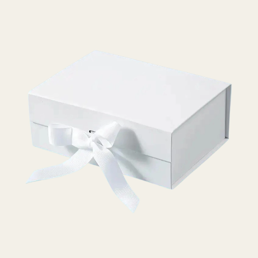 White Medium Rectangle Magnetic Boxes with Changeable Ribbon - Hot Custom Boxes