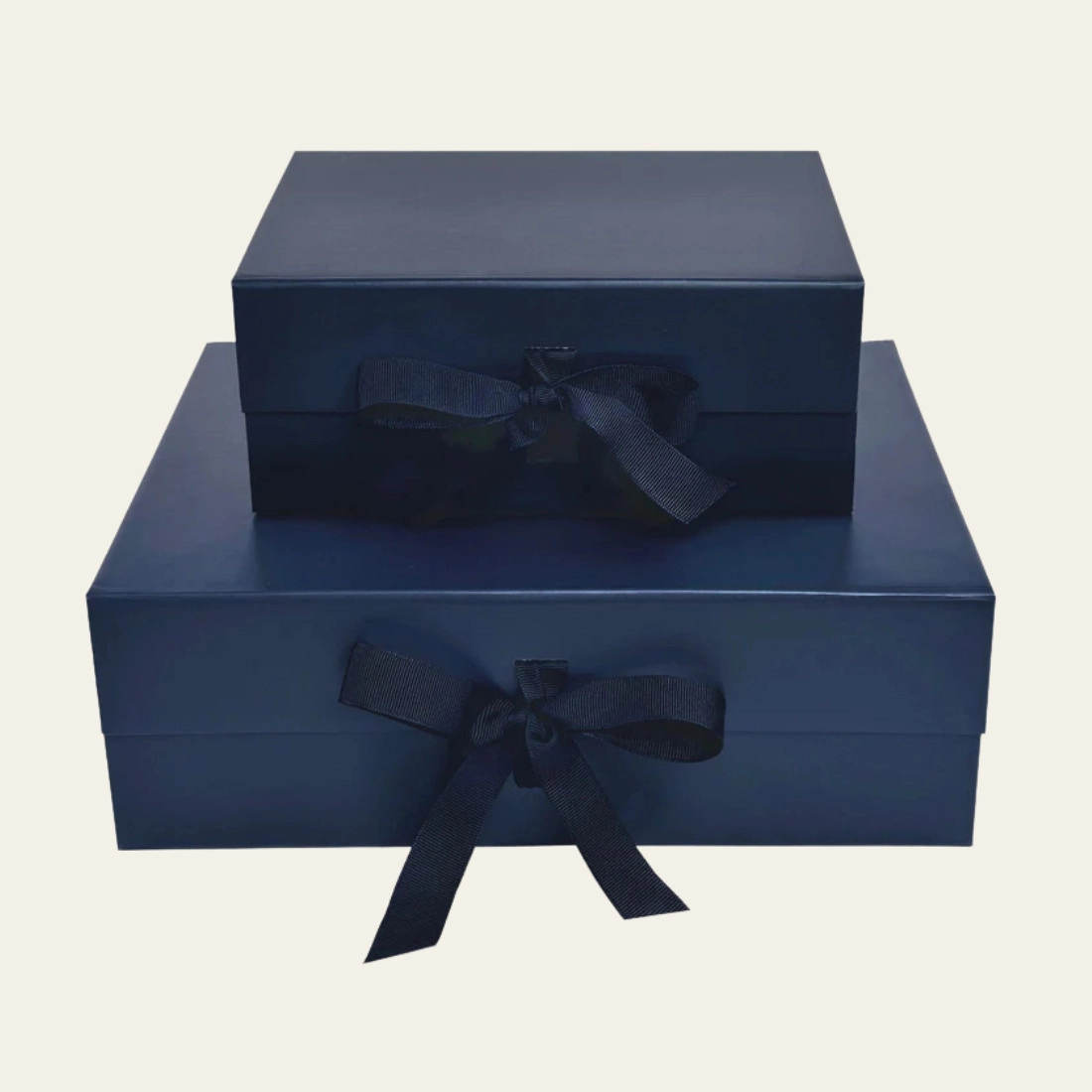 Navy Blue Medium Rectangle Magnetic Boxes Changeable Ribbon - Hot Custom Boxes