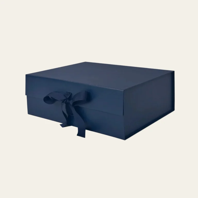 Navy Blue Medium Rectangle Magnetic Boxes Changeable Ribbon - Hot Custom Boxes